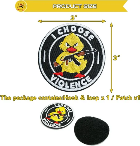 Miniatura 3 de XMJY I Choose Violence Duck Patches, parches bordados de 3 pulgadas de gancho y bucle, apliques divertidos y divertidos para mochilas tácticas