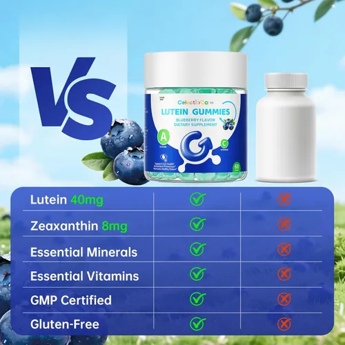Miniatura 6 de Vitaminas oculares de luteína y zeaxantina, gomitas de arándano, astaxantina, vitaminas oculares para niños y adultos y apoyo de luz azul, salud
