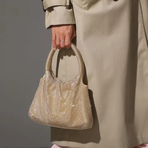 Miniatura 2 de Bolso de mano con diamantes de imitación para mujer, bolso de noche con diamantes brillantes, mini bolso de mano con purpurina para fiesta de noche