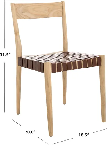 Miniatura 5 de SAFAVIEH Home Collection DCH1201C-SET2 - Silla de comedor de cuero tejido para sala de estar, color negro y natural