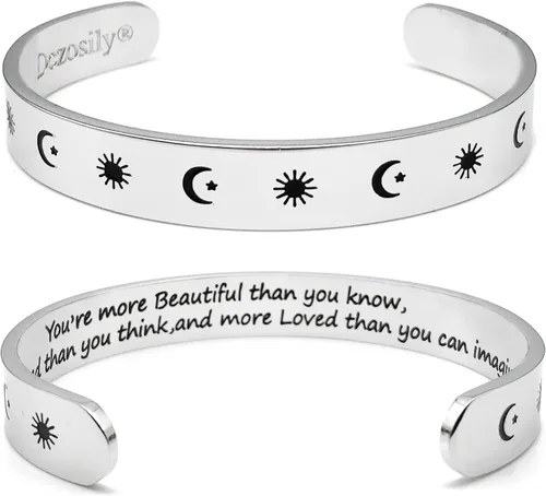 Miniatura 86 de Dczosily Pulseras inspiradoras para mujer, de acero inoxidable, pulseras motivacionales, regalos personalizados para mejores amigas
