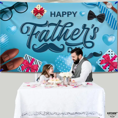 Miniatura 8 de KatchOn Cartel de feliz día del padre, extragrande, 72 x 44 pulgadas, decoración azul del día del padre para fiesta y hogar