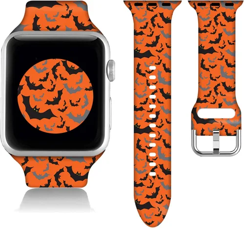 Miniatura 36 de Compatible con Apple Watch de copo de nieve de 38/40/41/42/44/45/46/1.929 in para mujeres y hombres, correa de repuesto de silicona suave para Hojas
