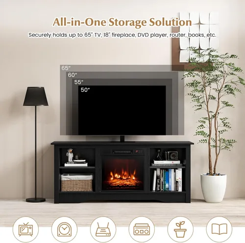Miniatura 7 de SIMOE Soporte de TV eléctrico con chimenea para televisores de hasta 65 pulgadas, consola de TV moderna de 58 pulgadas con chimenea de 18 pulgadas
