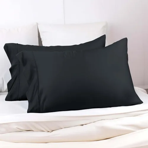 Miniatura 2 de Superior MO300SDPC SLBK, Fundas de almohada de algodón de 300 hilos con cierre de sobre, estándar, color negro, 2 piezas