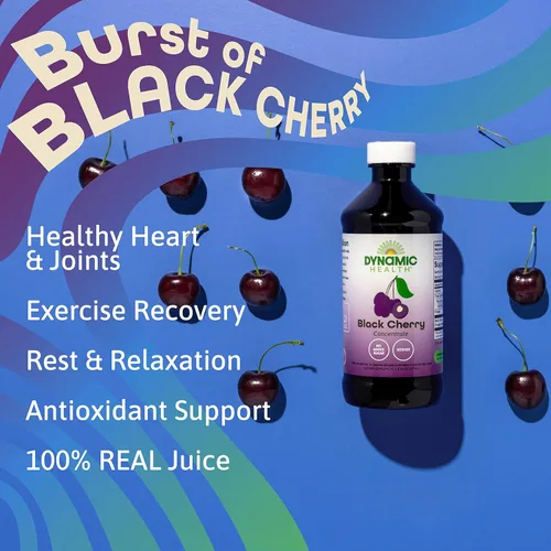 Miniatura 3 de Dynamic Health Concentrado de jugo 100% puro de cereza negra sin azúcar, sin aditivos ni conservantes, antioxidante, 8 onzas (el embalaje varía)