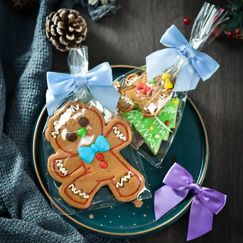 Miniatura 4 de Rainbow Pana Paquete de 60 lazos de corbata torcida para bolsas de golosinas, lazos de 3" de cinta de satén azul bebé para envoltorios de regalos