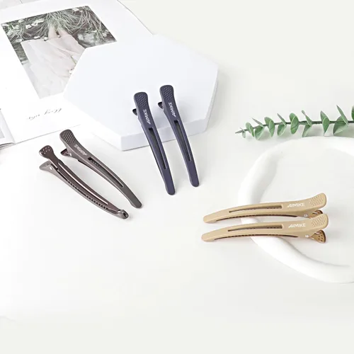 Miniatura 7 de AIMIKE Clips de seccionamiento de cabello con banda de silicona, clips de peinado con pico de pato sin arrugas para salón, corte y rodillos