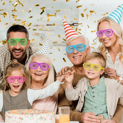 Miniatura 5 de Hooqict Paquete de 15 lentes de persiana de los años 80 y 90, regalos de fiesta de neón para niños y adultos, suministros de cumpleaños, accesorios