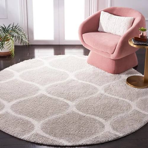 Miniatura 5 de SAFAVIEH Tahoe Shag Collection - Alfombra para pasillo, 2 x 9 pies, color beige y blanco, diseño de enrejado, no desprende pelusa y de fácil