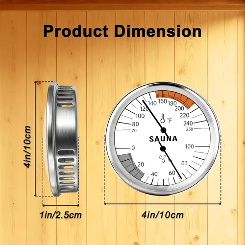 Miniatura 2 de Termómetro de sauna 2 en 1 e higrómetro, medidor preciso de temperatura y humedad para sala de sauna, saunas de vapor, accesorios de sauna