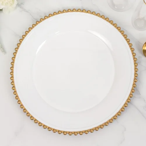 Miniatura 22 de Efavormart - Paquete de 10 platos de postre de plástico transparente rubor con borde de cuentas, platos redondos desechables para ensalada, 8