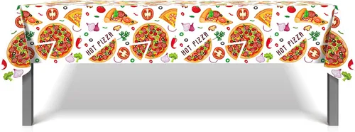 Miniatura 2 de Lide Road Mantel para fiesta de pizza, 2 piezas, con temática de pizza, decoración de fiesta de cumpleaños, cubierta de plástico desechable