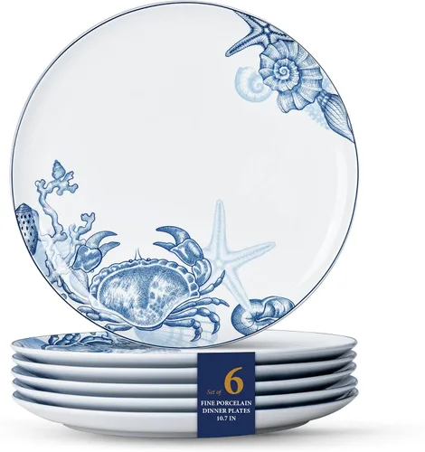 Miniatura 10 de Minh - Platos de porcelana largos de 10.7 pulgadas, juego de 6, resistentes a astillamientos y arañazos, aptos para horno hasta 482°F, aptos