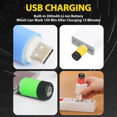 Miniatura 4 de Paquete de 3 linternas pequeñas para llavero, luz LED de bolsillo para llavero con luz blanca, mini linternas recargables USB impermeables al por 3x