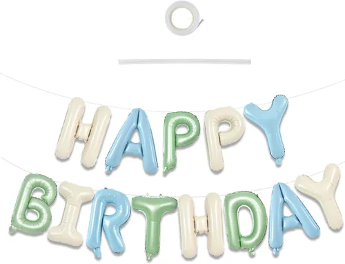 Miniatura 16 de TONIFUL Pancarta de Globos Negros de Feliz Cumpleaños de 16 Pulgadas con Letras de Papel de Aluminio Mylar, Cartel Banderín Reutilizable