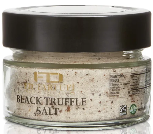 FD TARTUFI - Sal de trufa negra (4.23 oz) 4.23 oz Sal marina natural gruesa y fina | sin OMG | Hecho en Italia | kosher | trufas