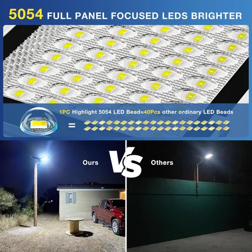 Miniatura 2 de OKPRO Luces solares de calle de 12000 W para exteriores, 6500 K, luces de estacionamiento comercial del atardecer al amanecer, impermeable, funciona