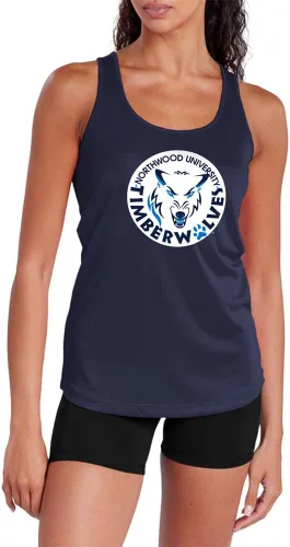 Miniatura 130 de Camiseta deportiva sin mangas oficial de NCAA Collegiate para mujer, con espalda cruzada, colección con logotipo primario