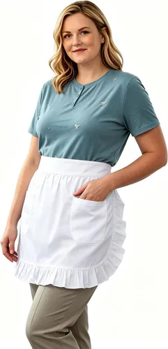 Miniatura 2 de Love Potato Delantal de cintura 100% algodón, 2 bolsillos, delantal de cocina, restaurante, bistró, medio delantal para niña y mujer, color blanco