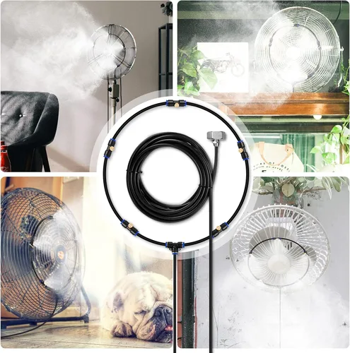 Miniatura 8 de lifeegrn Sistema de enfriamiento por nebulización: sistema de nebulización al aire libre para patio, línea de nebulización de 20 pies+5 boquillas