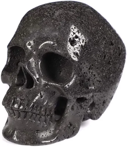 Miniatura 12 de Skullis Calavera de cristal de piedra de lava caliente de 2.0 pulgadas, escultura de arte fino de piedra preciosa tallada a mano, estatua de piedra