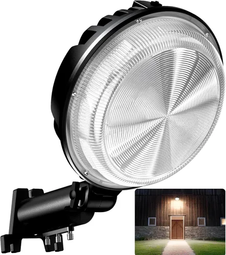 Luz LED de granero, 150 W, 20000 lúmenes, iluminación exterior del atardecer al amanecer con fotocélula de ángulo ajustable, luz diurna de 6500 K,
