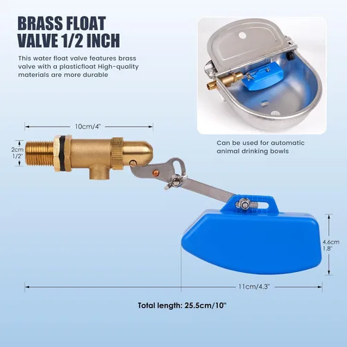 Miniatura 4 de Válvula de flotador de latón de 1/2 pulgada para tanque de agua con manguera, válvula de llenado automático de piscina, válvula de bola de flotador