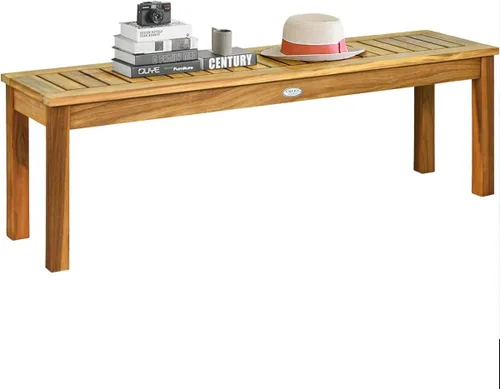 Miniatura 16 de Tangkula Banco de madera para patio, banco de madera maciza para 2 personas con asiento de listones, Loveseat de 39.5 pulgadas de largo con marco