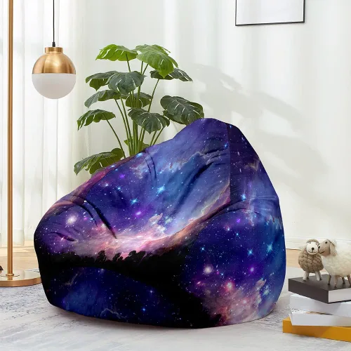 Miniatura 9 de Morbuy Funda para silla puff para niños y adultos (sin relleno), diseño de cielo estrellado 3D, suave, perezoso, funda lavable de gran
