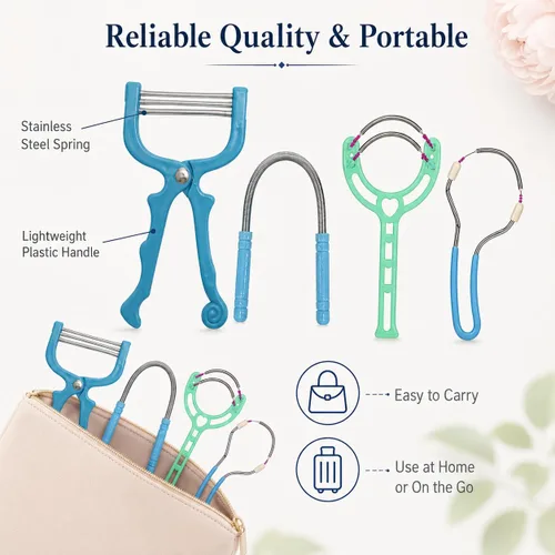 Miniatura 8 de Removedor de vello primaveral – Paquete de 4 depiladoras de resorte de acero inoxidable – Removedor de vello facial para mujeres, cara de barbilla