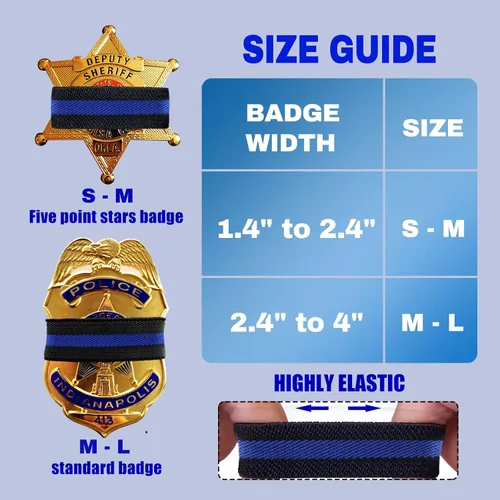 Miniatura 8 de CREATRILL Paquete de 30 bandas de luto de policía de rayas de banda de policía, escudo de guardia de honor, correas para insignias de 2.4 a 4
