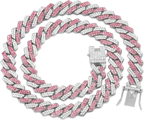 Miniatura 11 de Collar de cadena dorada para perro, collar cubano de diamantes para caminar, collar de cadena de metal con diseño de hebilla segura, collares