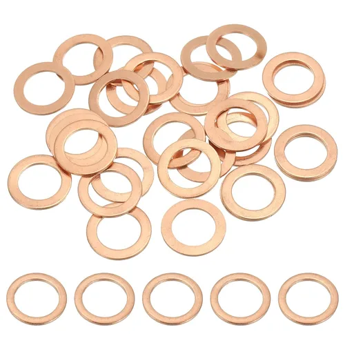 Miniatura 11 de PATIKIL Anilla de arandela de cobre M4, 25 piezas, 4mm ID 8mm OD 1mm de espesor, arandela plana métrica de sello de cobre para tornillos, pernos