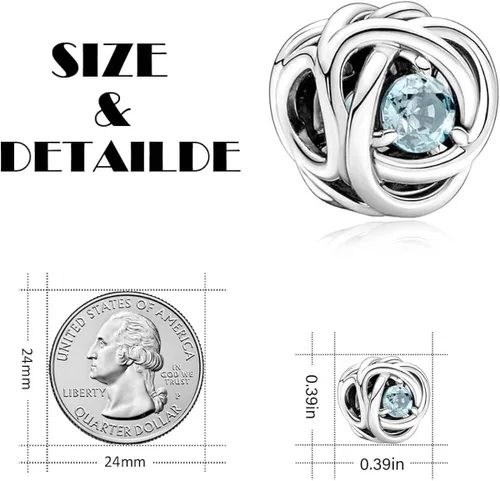 Miniatura 6 de VALGACLS Dijes de plata de ley 925 con forma de corazón de amor para pulsera collar dije de feliz cumpleaños dije de círculo de eternidad