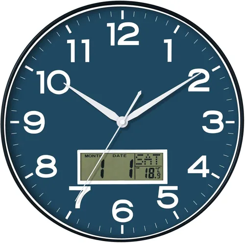Miniatura 36 de AKCISOT Reloj de Pared Atómico de 10 Pulgadas Relojes Analógicos para Cocina Interior - Reloj Silencioso Operado con Batería para Dormitorio Oficina