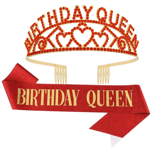 Miniatura 9 de Banda y Corona de Reina de Cumpleaños, Telas Plástico
