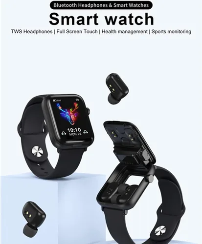 Miniatura 2 de Tuanzi X8S Reloj inteligente 2 en 1 con audífonos, TWS, Bluetooth, monitor de salud, reloj deportivo, rastreador de actividad (X8S-negro)
