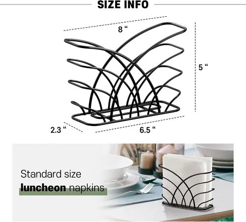 Miniatura 3 de Servilletero para mesa – Dispensador de servilletas vertical de hierro negro para servilletas de papel, dispensador de servilletas para cocina, P