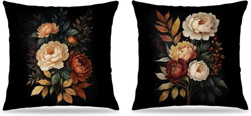 Miniatura 10 de Juego de 2 fundas de almohada florales con lazo de cinta azul y rosa de 18 x 18 pulgadas, decoración de dormitorio de habitación preparada, fundas