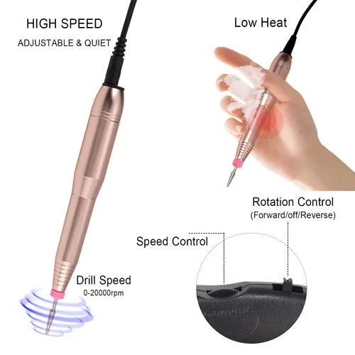 Miniatura 3 de Taladro de uñas eléctrico portátil con kit de uñas acrílicas, juego profesional de manicura y pedicura de 20000 rpm para acrílico, uñas de gel