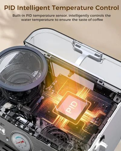 Miniatura 3 de COWSAR Máquina de café expreso de 20 barras con molinillo y espumador de leche, máquinas de café Expresso de 2.283 in, cafetera comercial de acero