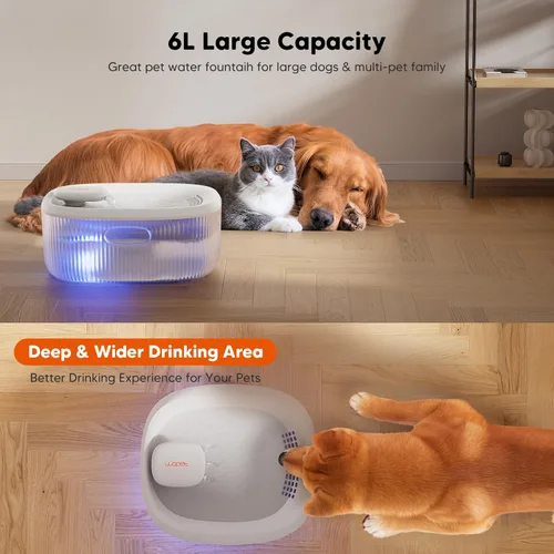 Miniatura 2 de WOPET Fuente de agua para perros grandes, fuente automática de agua para perros y gatos, dispensador de agua para mascotas con 2 filtros, bomba