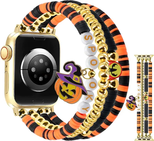 Miniatura 19 de Newlibery - Pulseras de cuentas compatibles con Apple Watch de 38 mm, 40 mm, 41 mm, 42 mm (S10/11) Correa elástica estirada hecha a mano para mujer