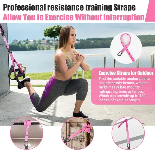 Miniatura 7 de Kit de Entrenamiento de Resistencia para el Hogar, Correas de Ejercicio de Resistencia con Asas, Ancla de Puerta y Bolsa de Transporte para Gimnasio