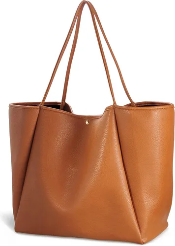 HOXIS Bolso de mano de cuero PU de gran tamaño para mujer, bolso de fin de semana, bolso de viaje