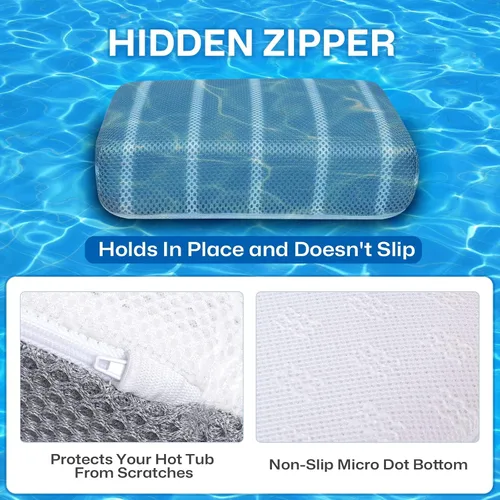 Miniatura 3 de Cojín para bañera de hidromasaje para uso en interiores o exteriores, almohada de spa con peso de 16 x 12 x 4.3 pulgadas, funda de malla 4D lavable