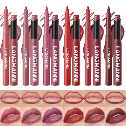 Miniatura 20 de BestLand Juego de 12 Labiales Líquidos Mate + Lápices Delineadores de Labios, Juego de Maquillaje de Labios de Un Solo Paso, Pigmento Aterciopelado
