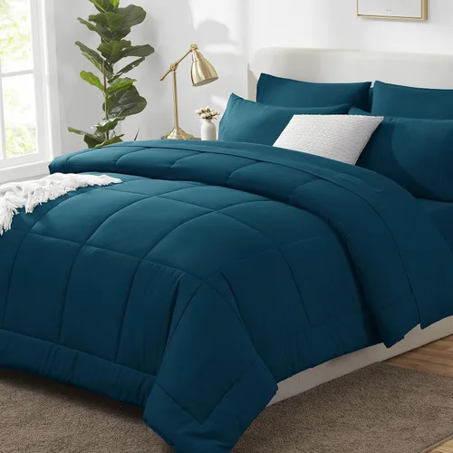 Miniatura 48 de CozyLux Juego de edredón tamaño King, color verde oliva, 7 piezas en una bolsa, edredón verde tamaño King, juegos de ropa de cama para todas