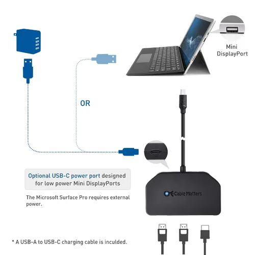 Miniatura 6 de Cable Matters 101065, divisor Mini DisplayPort/DisplayPort (2 DP + 1 HDMI), DP MST Hub con 2 puertos de pantalla y 1 HDMI para Windows,
